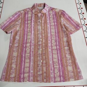 Talbott Pink and Tan Casual Button Down Shirt